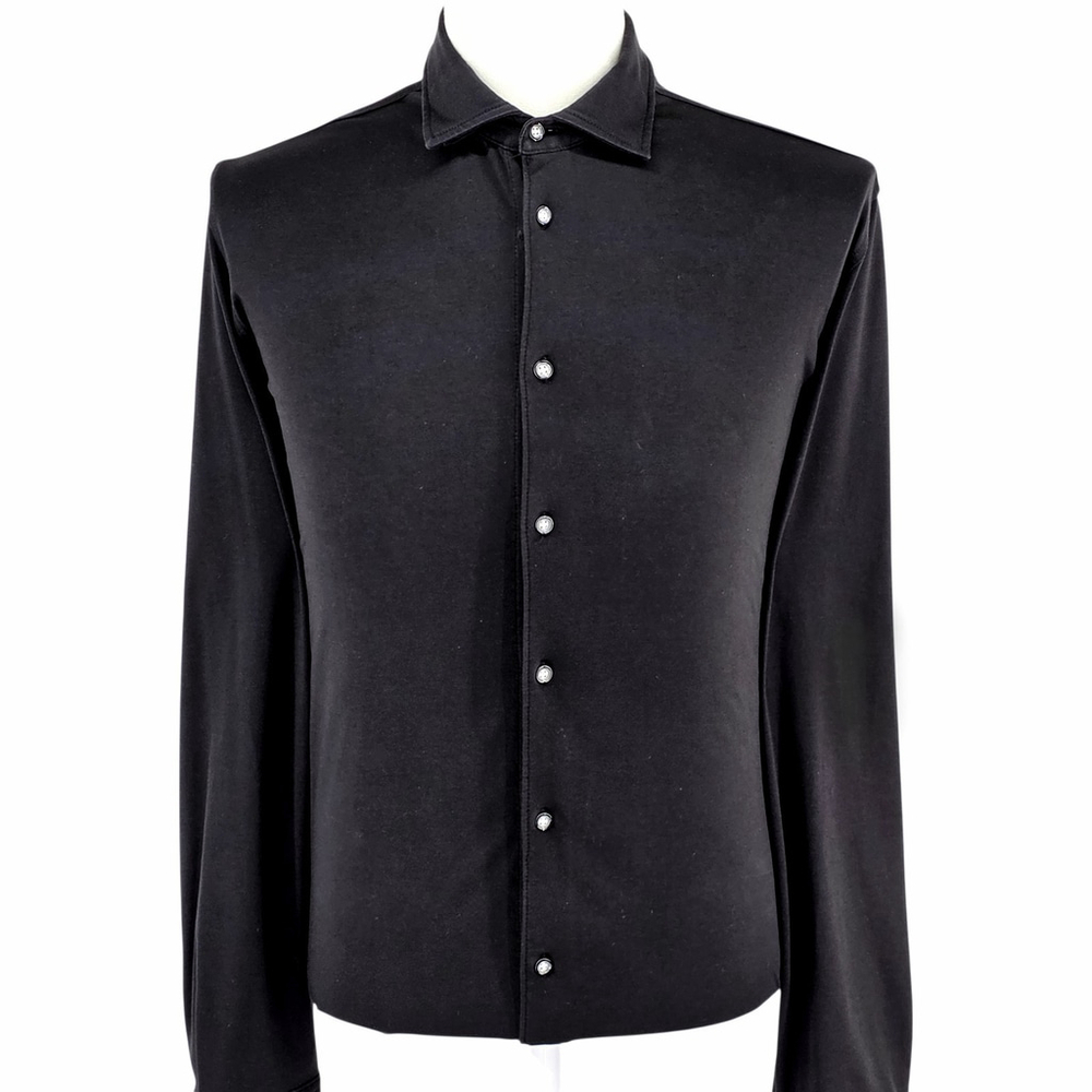 Quiet Luxury Buki Collection Knit Shirt Mens Large Black Supima Stretch